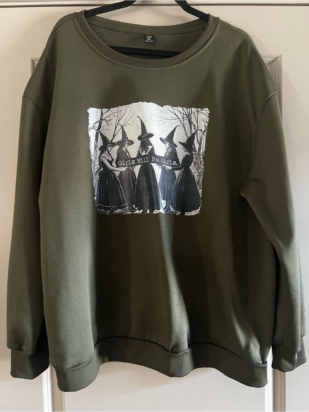 Olive Graphic Halloween Sweatshirt – Girls Will Be Girls